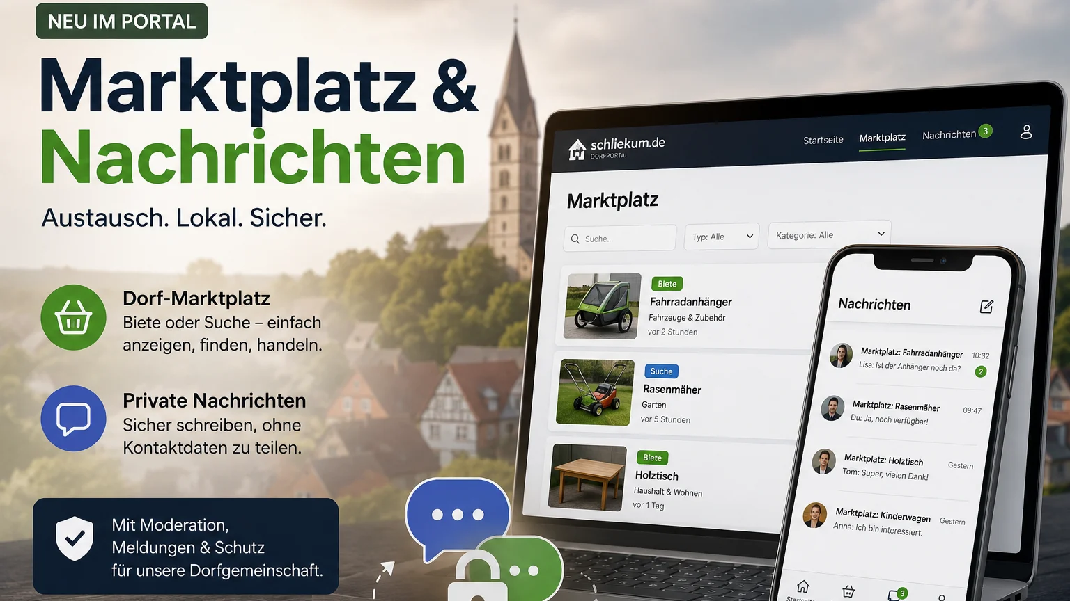 Bild zur News Neu im Schliekum-Portal: Marktplatz und Nachrichten